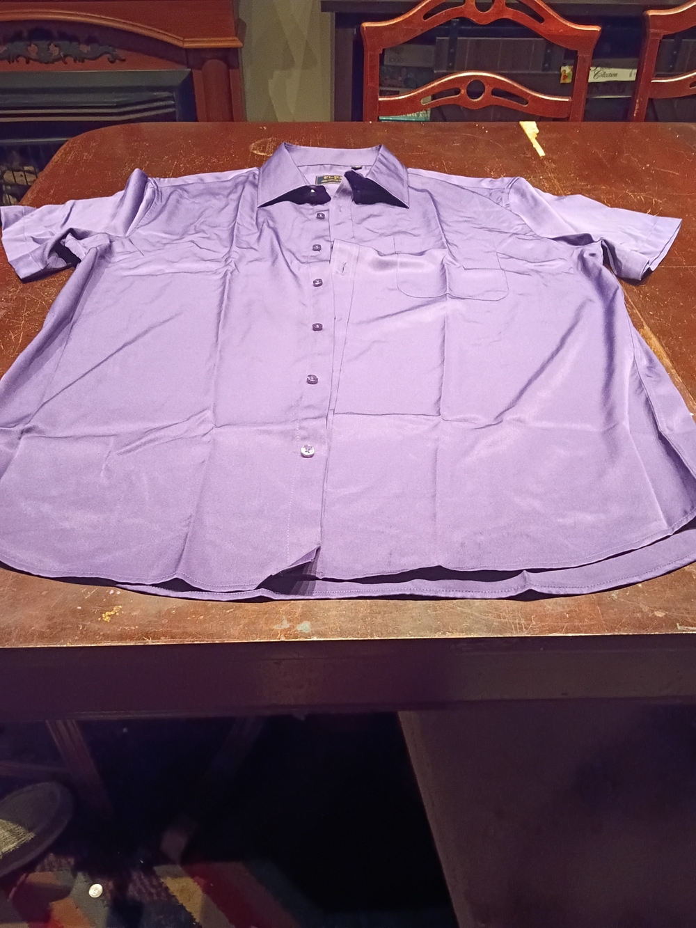 Men's Purple Short-Sleeve Dress Shirt